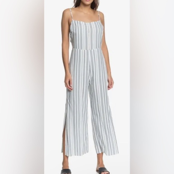 🚨Roxy Womens Catching Feelings Romper Pantsuit Striped Adjustable Straps - Picture 1 of 13